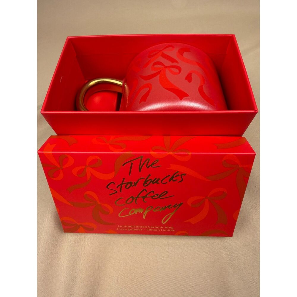 Starbucks Limited Edition 2025 Holiday Red Bow Ceramic Mug 14 oz NIB